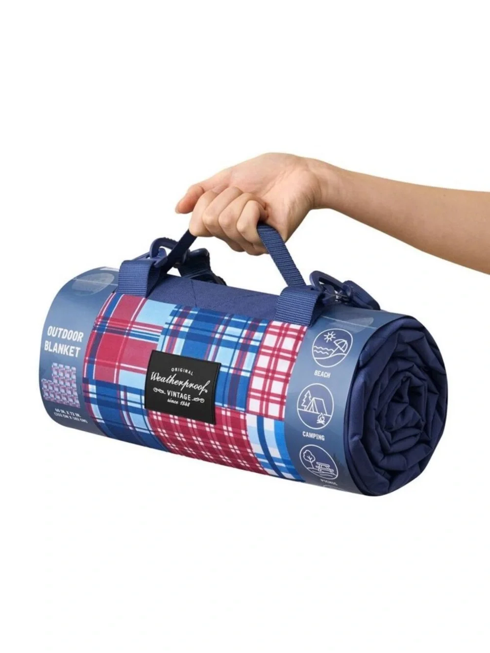 NEW! Weatherproof - Vintage Madras Throw Blanket, 72”x60”